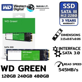 COINSคืน15%⚡FB9JMZV6⚡ WD GREEN M.2/2280 SSD 120GB 240GB 480GB รับประกัน 3 ปี