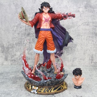 ฟิกเกอร์ PVC รูปปั้นอนิเมะ One Piece GK Luffy Manga เปลี่ยนหัวได้ พร้อมไฟ ขนาด 37 ซม. ของเล่นสะสม สําหรับเด็ก