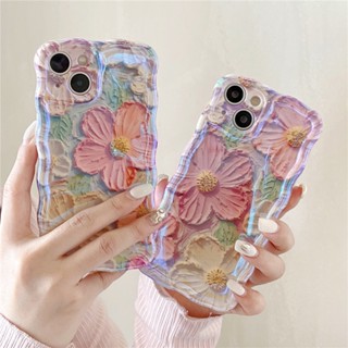 เคสโทรศัพท์มือถือ TPU แบบนิ่ม ลายดอกไม้ กันกระแทก หรูหรา สําหรับ iPhone 14 13 12 11 Pro Max 14promax 13promax