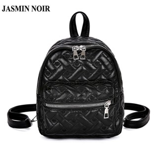 Jasmin NOIR กระเป๋าเป้สะพายหลัง กระเป๋านักเรียน หนัง PU เย็บปักถักร้อย เรียบง่าย สําหรับผู้หญิง วัยรุ่น