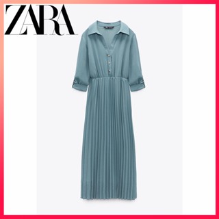 Zara ใหม่ ชุดเดรส จีบรอบ ขนาดเล็ก สําหรับผู้หญิง