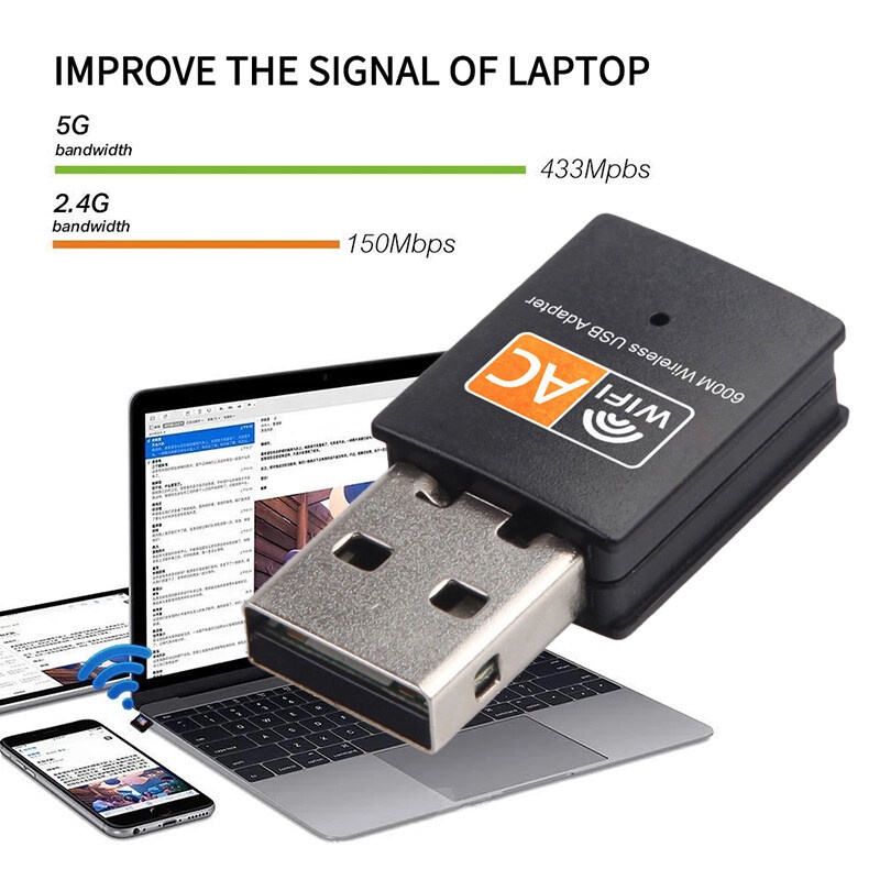 (ส่งจากไทย) ตัวรับสัญญาณ ไวไฟ USB Wifi รับได้ทั้งความถี่ AC 2.4 GHz และ 5 GHz - รูปที่ 2