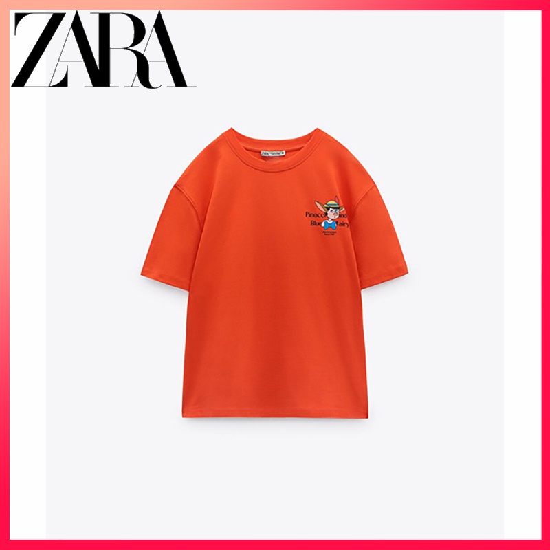 Zara ใหม่ เสื้อยืด พิมพ์ลาย Pinocchio สําหรับผู้หญิง