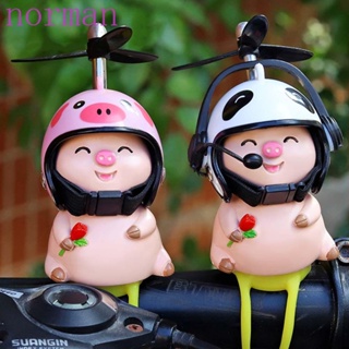 NORMAN Resin Little Pink Pig Ornaments Motor Helmet With Helmet Propeller Wind-breaking Duck Road Bike Riding Cycling Bicycle Ornament Cute Car Accessories Decor Piggy Car Ornaments