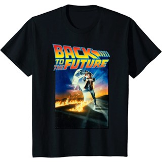 QGแขนสั้นcrew neckเสื้อยืดคอกลม แขนสั้น ผ้าฝ้าย พิมพ์ลายโปสเตอร์ภาพยนตร์ Back To the Future สไตล์คลาสสิก เหมาะกับฤดูร้อน