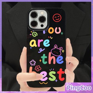 PingCoo - Candy Case For iPhone 14 13 12 11 Plus Pro Max XR TPU Soft Glossy Black Case Cute Colorful English Camera Protection Shockproof Back Cover