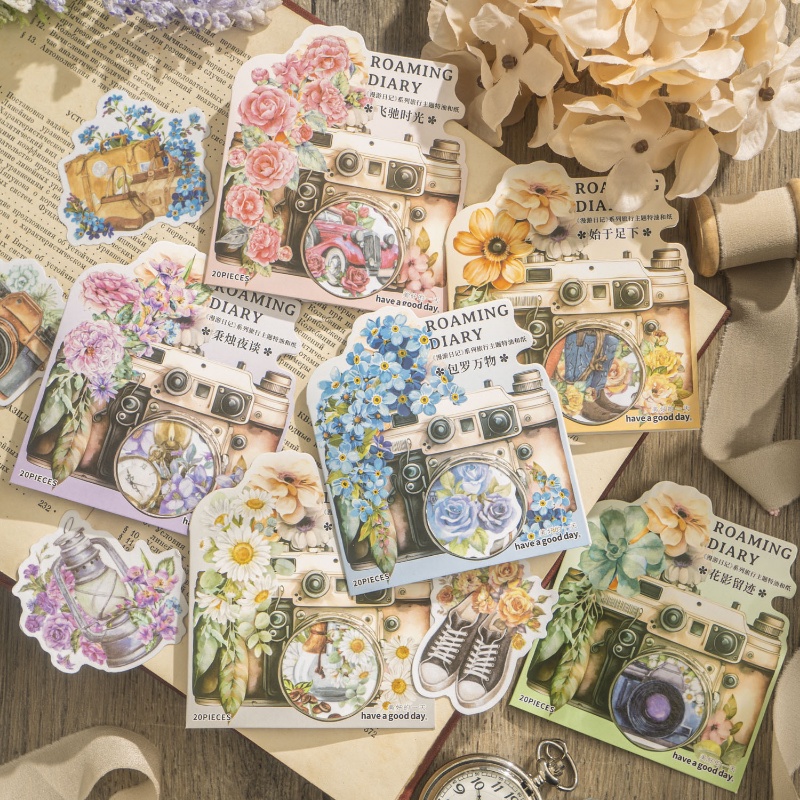 Qouzmo สติกเกอร์ ลายธีมการเดินทาง สําหรับตกแต่งสมุดไดอารี่ อัลบั้ม แพลนเนอร์ diy 20 ชิ้น ต่อแพ็ค