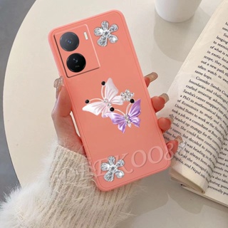 เคสโทรศัพท์มือถือ TPU แบบนิ่ม ลายการ์ตูนผีเสื้อน่ารัก 3D สีชมพู สําหรับ VIVO iQOO Z7 Z7x V27e V27 X90 Pro Y02A 4G 5G IQOOZ7X VIVOV27 V27Pro