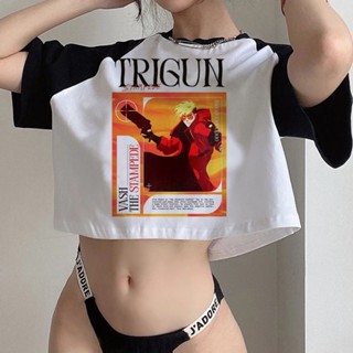 เสื้อครอปท็อป ลายกราฟฟิค trigun fairycore 90s แฟชั่นเกาหลี สําหรับเด็กผู้หญิง