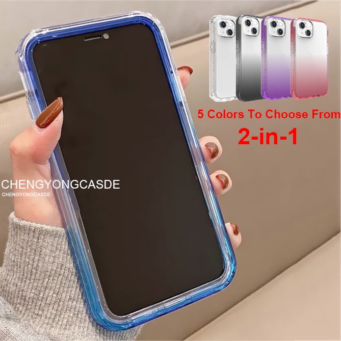 2 In 1 // Transparent Clear Thickened Shockproof Case for Samsung Galaxy S20 Note20 Ultra s20+ S20FE S10 S20 NOTE10 Plus note10pro Protective Case Back Cover
