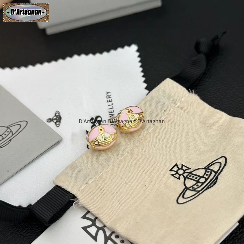 {พร้อมส่ง} Vivienne ใหม่ ต่างหูเข็มเงิน 925 ชุบทอง ทรงกลม 1x1.8 ซม. คุณภาพสูง สไตล์เกาหลีเรโทร แฟชั่นสําหรับผู้หญิง A1489 2023A1490