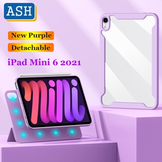 Ash เคสแท็บเล็ตหนัง ฝาพับแม่เหล็ก พร้อมช่องใส่บัตร ถอดออกได้ สําหรับ iPad Mini 6 8.3 นิ้ว Mini 6th Gen Smart Folio 2021