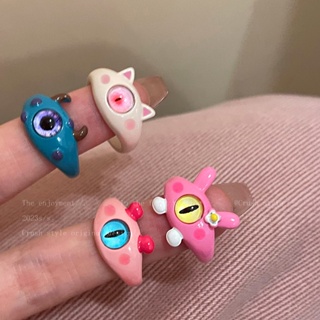 Pink Series~Childish Fun Cute Meow Monster Ring for Womens 2023 New Fashion Index Finger Ring Design A niche ring