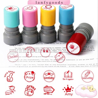 LANFY English Reward Seal DIY Encouragement Commentary Stamp Photosensitive Chapter Children Toy Stamps Office &amp; School Supplies Student Scrapbooking Stamper Cartoon Stamps Teaching stamp