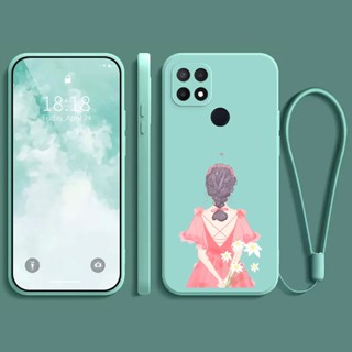 เคส Oppo A15 A15S เคส A16 A16K A17 A17K A31 A37 A39 A57 2016 เคสโทรศัพท์ ซิลิโคนเหลว การ์ตูนเด็กผู้หญิง เคสนิ่ม + สายคล้องโทรศัพท์มือถือ