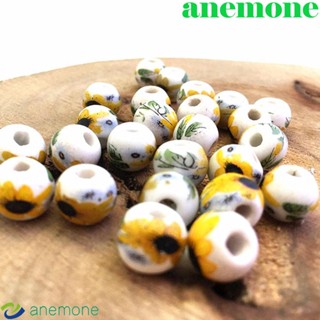 Anemone ลูกปัดเซรามิกลูกปัดดอกไม้ 10 มม. 10 ชิ้นสําหรับทําเครื่องประดับสร้อยคอสร้อยข้อมือ