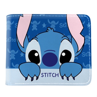 กระเป๋าสตางค์ลําลอง หนัง Pu ลายการ์ตูน Stitch น่ารัก เหมาะกับให้เป็นของขวัญ สําหรับเด็กนักเรียนผู้ชาย และเด็กผู้หญิง