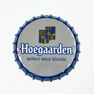 R Hoegaarden โปสเตอร์โลหะดีบุก รูปฝาขวดเบียร์ สําหรับตกแต่งผนังบ้าน ผับ บาร์