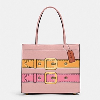 COACH c9814 Cashin Carry No. 22 Tote กระเป๋าถือผู้หญิง/กระเป๋าช้อปปิ้ง/พิมพ์ลายลวดลาย/กระเป๋าโท้ทเปิด/ช่องซิปปิด