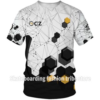 Cz เสื้อยืดแขนสั้น พิมพ์ลาย 3D ระบายอากาศ แฟชั่นฤดูร้อน