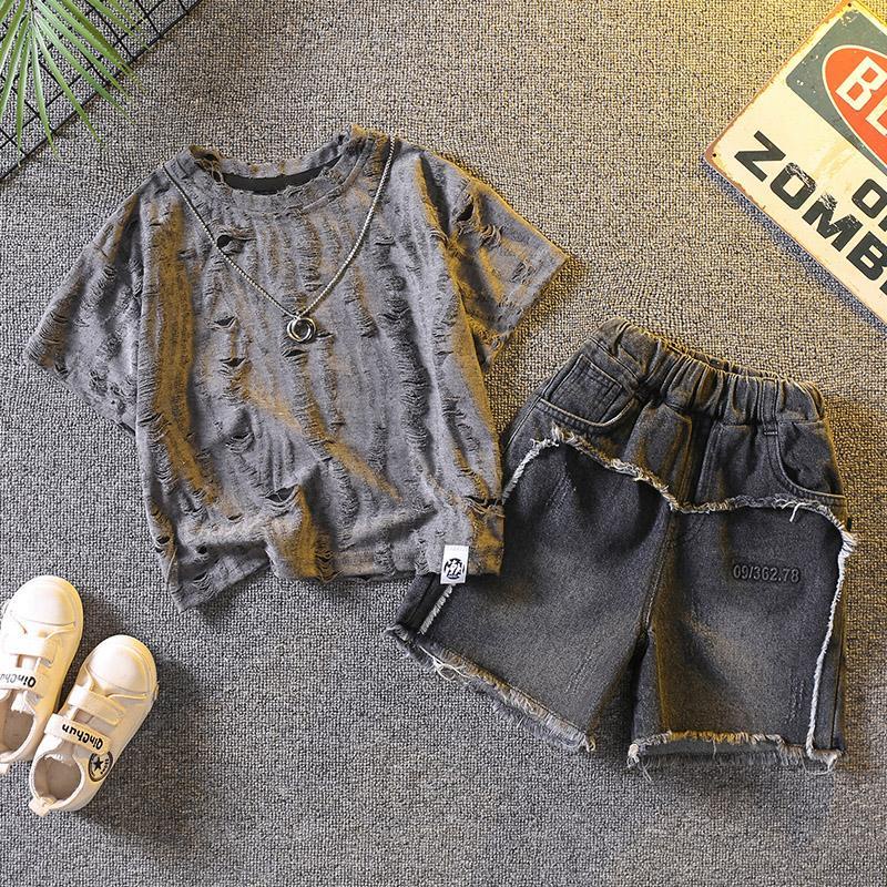ชุดเสื้อแขนสั้น แฟชั่นฤดูร้อน สําหรับเด็กผู้ชาย