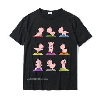 เสื้อยืด ผ้าฝ้าย พิมพ์ลาย Piglets In Yoga Poses สไตล์คลาสสิก สําหรับผู้ชาย#39;s เสื้อยืด เข้ารูป ขนาดใหญ่