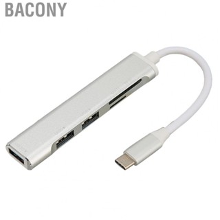 Bacony 5 in 1 USB C Hub  Silver USB C Adapter Hub Heat Dissipation  for Desktop