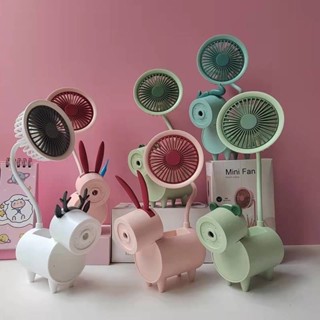 Mini fan Pencil cutting พัดลมตั้งโต๊ะ พร้อมที่ใส่ดินสอปากกา พัดลม