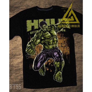 #ถูกสุด BT 55  the incredible hulk avengers เสื้อยืด สีดำ Black Timber T-Shirt ผ้าคอตตอน สกรีนลายแน่น S M L XL XXL