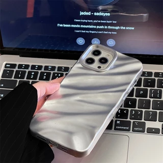 แผ่นเงินพรีเมี่ยมง่าย เคสโทรศัพท์สําหรับIPhone 11 17 16 15 14 Pro Max Air 16plus 12 13 Pro Max X XR 7/8 PlusกันกระแทกSoft TPUปกหลัง