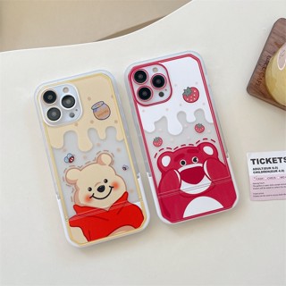 เคสซิลิโคน เคสไอโฟน iPhone 14 Pro Max iPhone 13 Pro Max iPhone 12 Pro Max iPhone 11 Pro Max Creative Design Cute Cartoon ล็อตโต้ Lotso Bear &amp; Winnie the Pooh หมีพูห์ Silicone Case