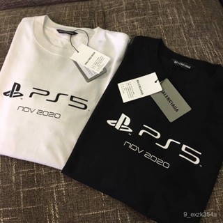 【เสื้อยืดใหม่】leee✿  HG BALENCIAGA X PS5 PLAYSTATION NOV 2022 COLLECTION COTTON T-SHIRT เสื้อยืดคอกลมแขนสั้น แบรนด์บาลอง