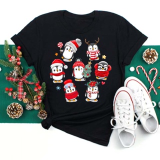 Cartoon Penguin Animals Women Tshirt 90s Kawaii Merry Christmas Clothes Tees Tops Fashion T Shirt Women