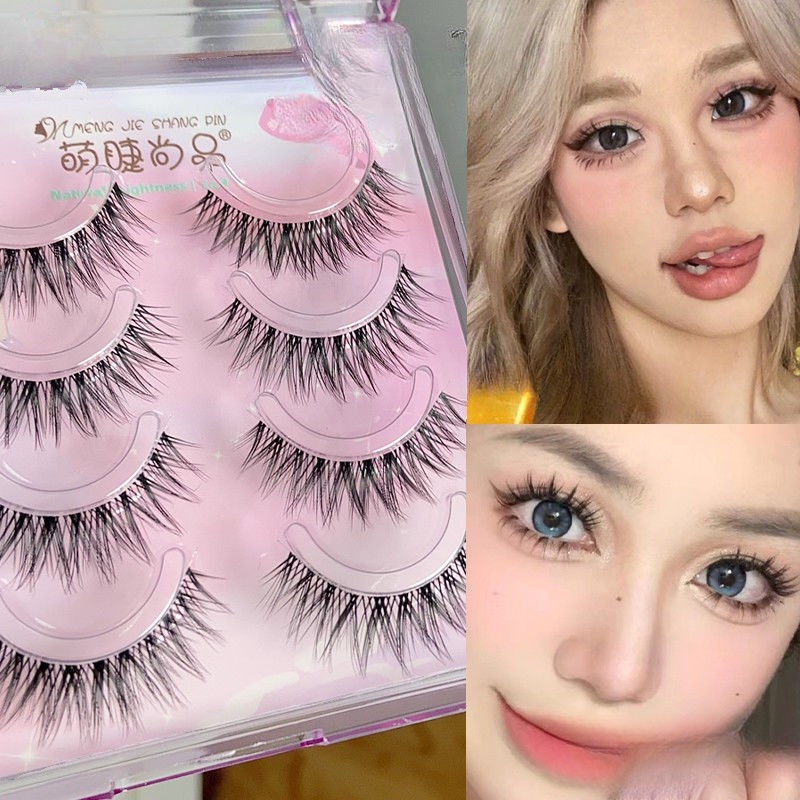 พร้อมส่ง Mengjieshangpin ขนตาปลอม แบบหนาพิเศษ ดูเป็นธรรมชาติ สีดํา สไตล์ยุโรป และอเมริกา 4 คู่