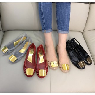 พร้อมส่ง รองเท้าเจลลี่ ส้นแบน สําหรับผู้หญิง OL Kasut Wanita