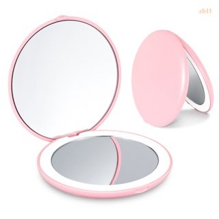 New Compact Pocket Portable USB Chargeable Makeup Mirror Cosmetic Mini LED Light Folding Two-Side