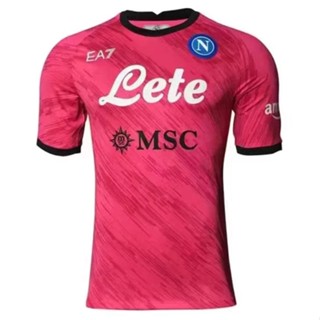 เสื้อกีฬาแขนสั้น ลายทีมชาติฟุตบอล Naples Jersey 2023 2024 23 24 สีชมพู คุณภาพดี