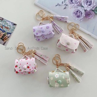 เคสหูฟังบลูทูธไร้สาย หนังนิ่ม ลายดอกไม้น่ารัก ประดับพู่ สําหรับ AirPods 1 2 3 Pro Pro2 AirPods 3 AirPods 2