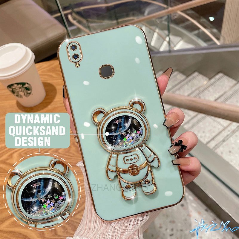 เคส Vivo Y91 Y95 V11i V11 V11 Pro V9 Y85 Y91i Y30 Y50 Y30i Y91C Y71 V15 V20 Pro เคสโทรศัพท์มือถือ มีทรายไหล ลายนักบินอวกาศ 3D หรูหรา สําหรับ