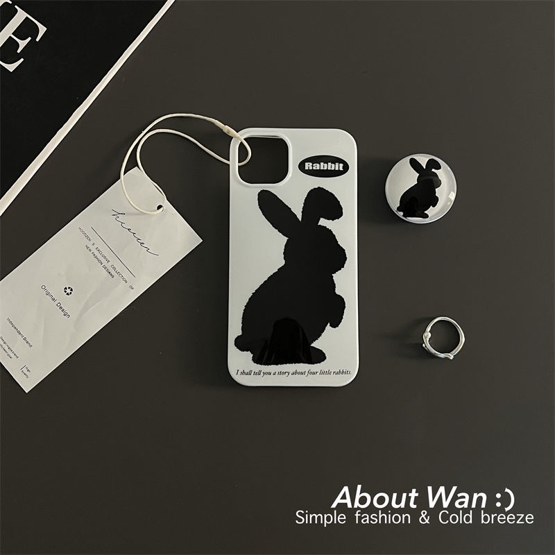 Black Rabbit Bracket Phone Case for Iphone13proMax Apple 12 Phone Case for iphone 11 New X/14 Soft