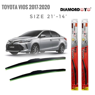 ที่ปัดน้ำฝน ใบปัดน้ำฝน ซิลิโคน ตรงรุ่น Toyota Vios 2017-2020 ไซส์ 21-14 ยี่ห้อ Diamond กล่องแดง จัดส่งเร้ว