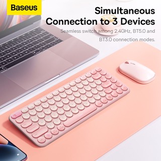 Baseus K01A คีย์บอร์ดไร้สาย หลายอุปกรณ์ สําหรับ Windows Apple iOS Apple TV android หรือ Chrome บลูทูธ การออกแบบที่ประหยัดพื้นที่ ขนาดกะทัดรัด PC Mac แล็ปท็อป สมาร์ทโฟน แท็บเล็ต