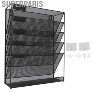 Superparis Wall File Organizer 5 Pockets Durable Metal Space Saving Wall Mount Wall File Holder for File Wall Organizer