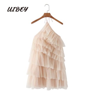 Uibey ขายส่ง ชุดเดรส ผ้าตาข่าย แบบคล้องคอ 5030