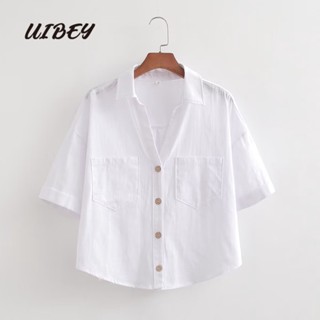 Uibey เสื้อเชิ้ต คอปก กระดุมแถวเดียว 3280