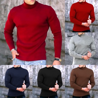 Mens Winter Warm Cotton High Neck Pullover Jumper Sweater Tops Turtleneck