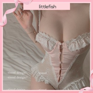 [littlefish] ชุดนอนวันพีช แต่งลูกไม้ เซ็กซี่ สไตล์ฝรั่งเศส สําหรับผู้หญิง