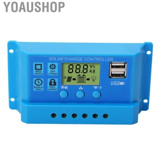 Yoaushop Solar Panel Charge Controller  12V 24V LCD Display Parameter Adjustable 2 USB Solar Charge Controller  for Home