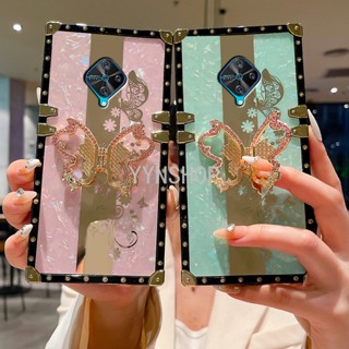 Yyn เคสโทรศัพท์มือถือแบบแข็ง กันกระแทก ลายผีเสื้อ พร้อมกระจก สําหรับ Vivo S1 pro V17 pro Y9s V15 pro Y7s