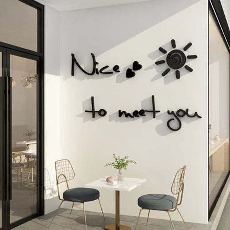 สติกเกอร์อะคริลิค ลายตัวอักษรภาษาอังกฤษ "Nice to Meet You" 3D มีกาวในตัว กันน้ํา สําหรับติดตกแต่งผนังบ้าน ระเบียง ร้านค้า โซฟา พื้นหลังทีวี